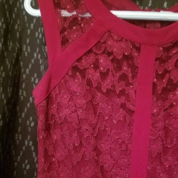 Red Formal Dress - Lace Top - Picture 6 of 7